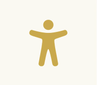 Gold accessibility icon on a black background.